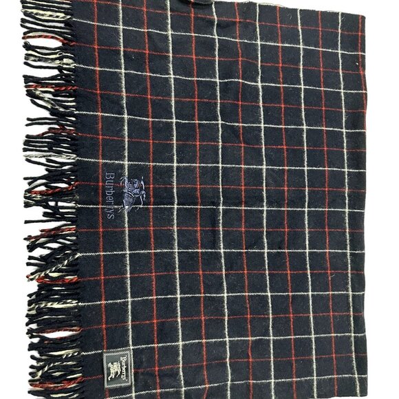 Burberry Classic Check Scarf Black 100% Lambswool Unisex Scarf Made In England - Picture 2 of 5